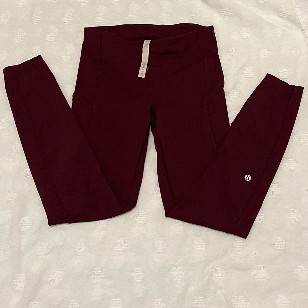 Lululemon Leggings, Wine, Size 6